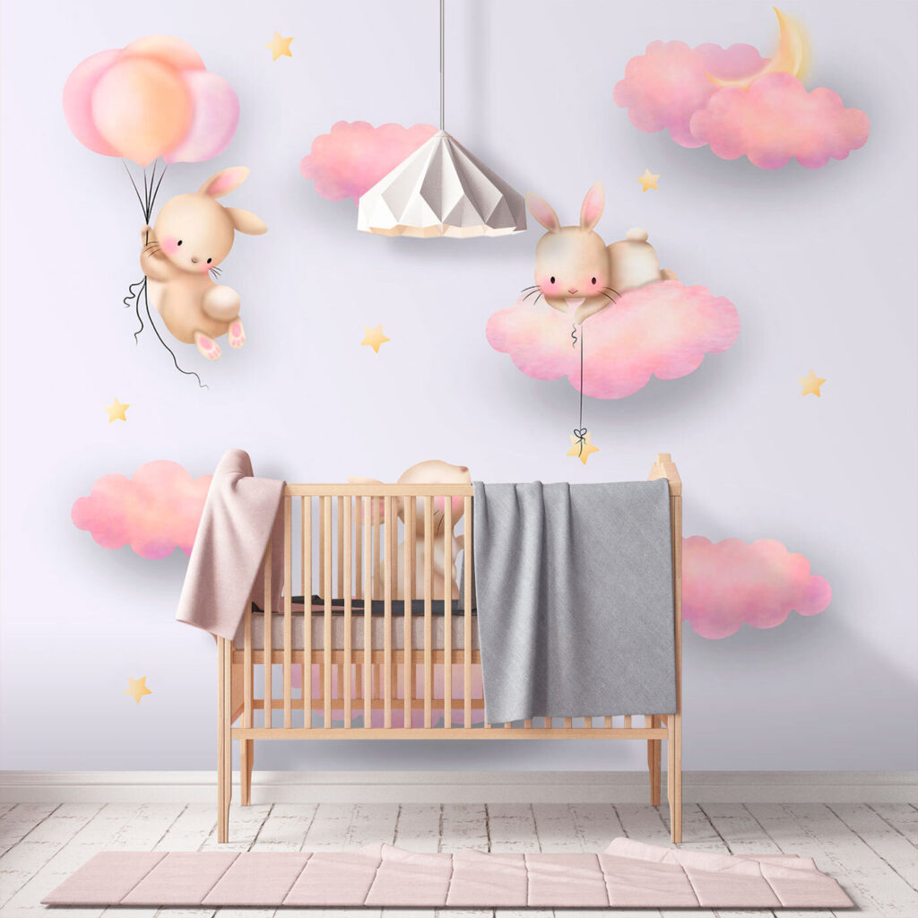 Coelhinhos em nuvens cor-de-rosa — interior 3