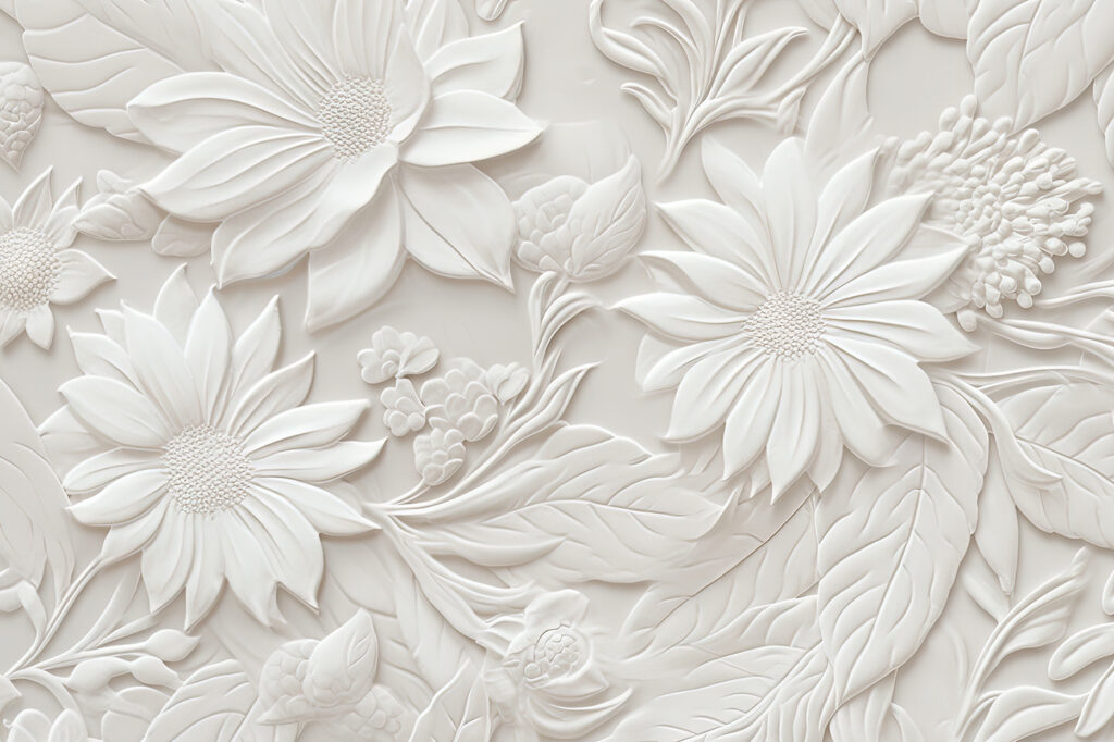 Flores brancas como escultura — design completo