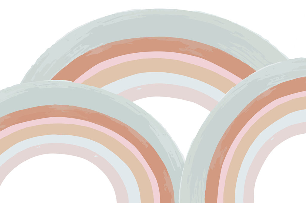 Arco-íris em faixas pastel — design completo