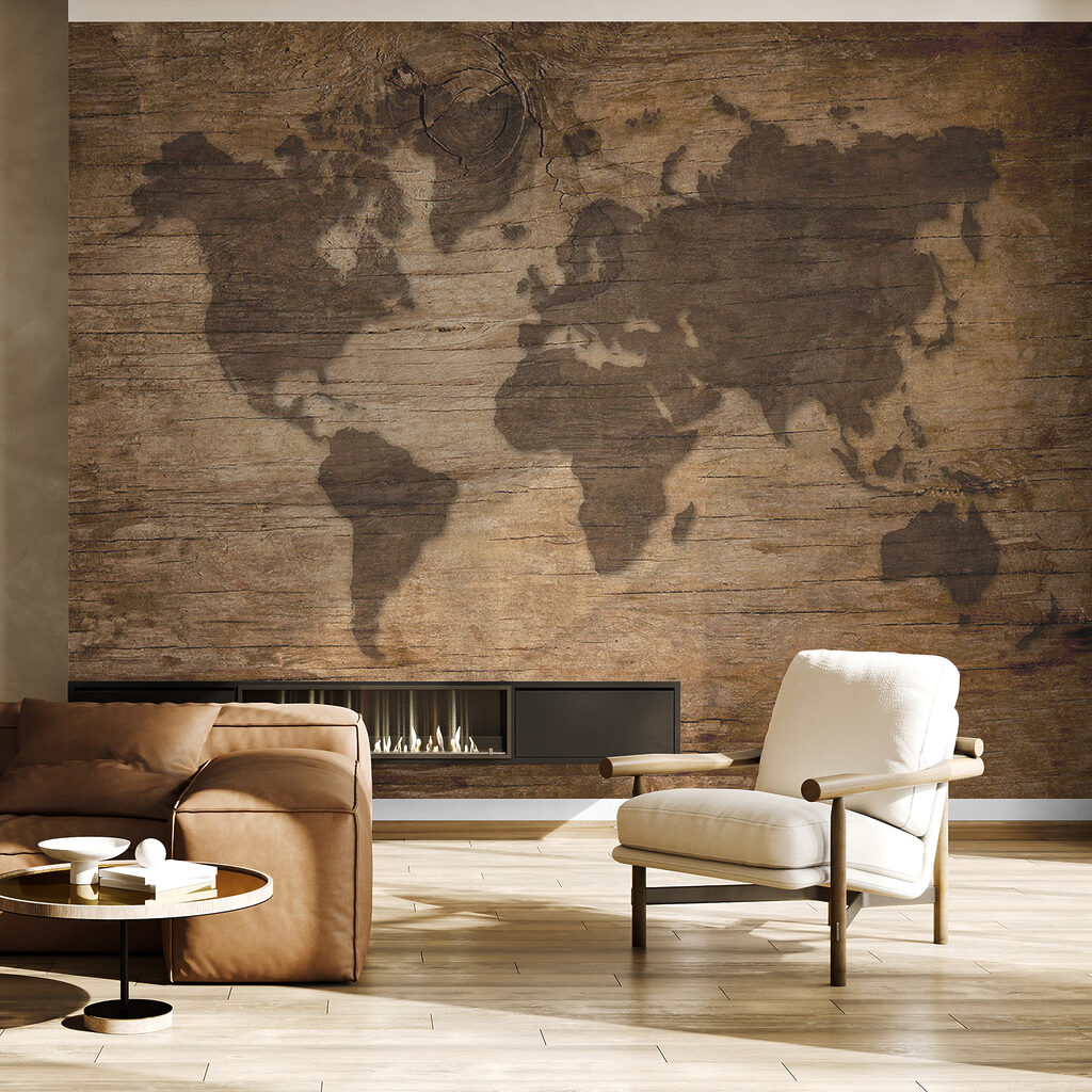 Mapa-mundo em tábuas antigas — interior 3