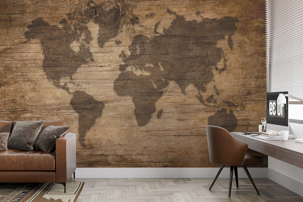 Mapa-mundo em tábuas antigas — interior 4