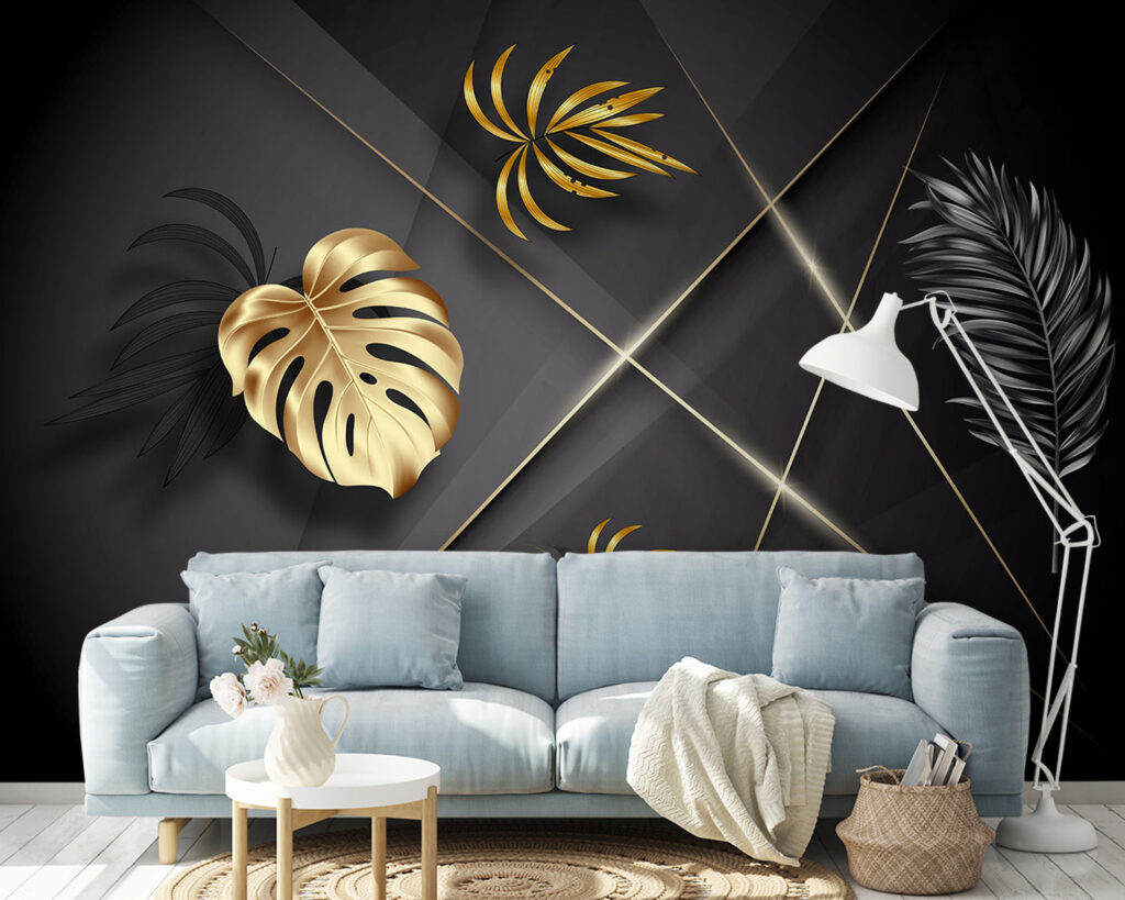 Folhas douradas sobre preto — interior 2