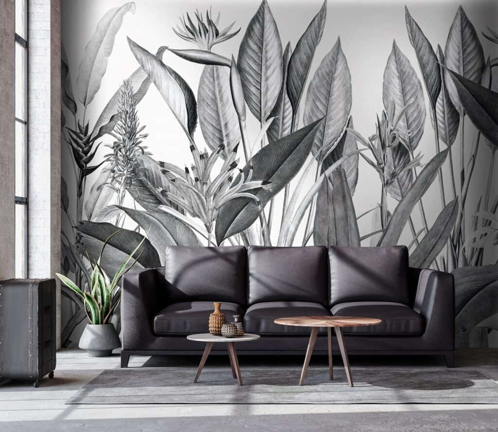 Flores tropicais entre folhas — interior 2