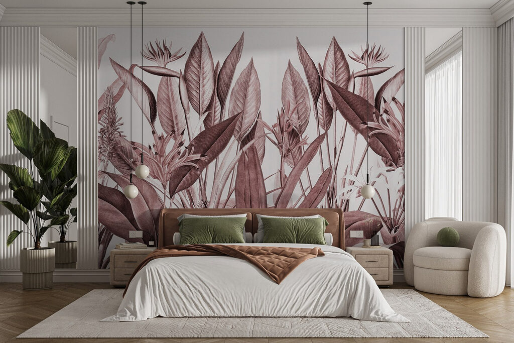 Flores tropicais entre folhas — interior 2