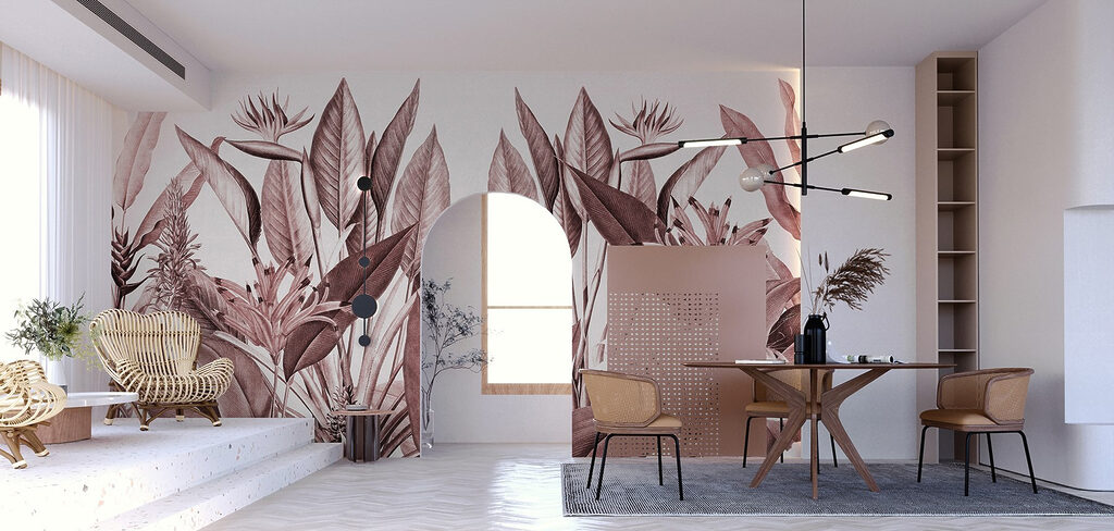 Flores tropicais entre folhas — interior 4
