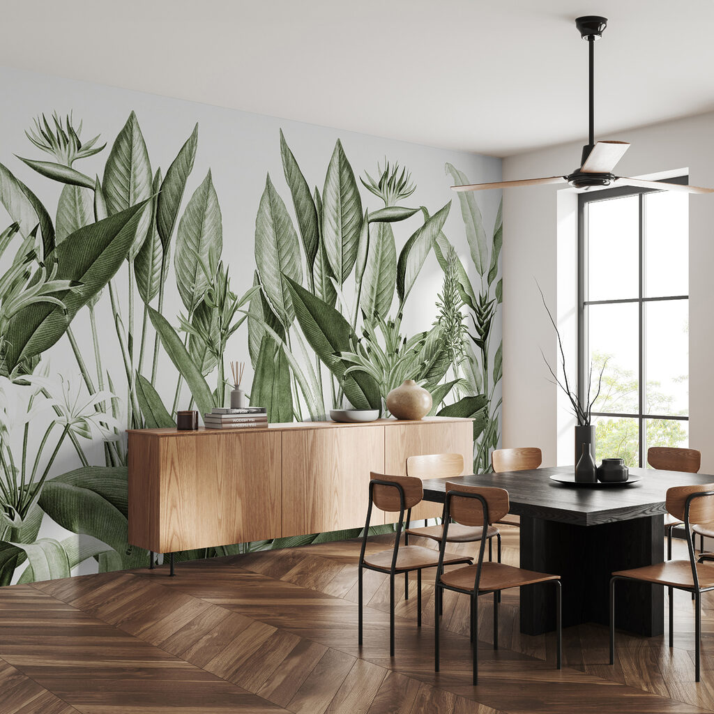 Flores tropicais entre folhas — interior 3