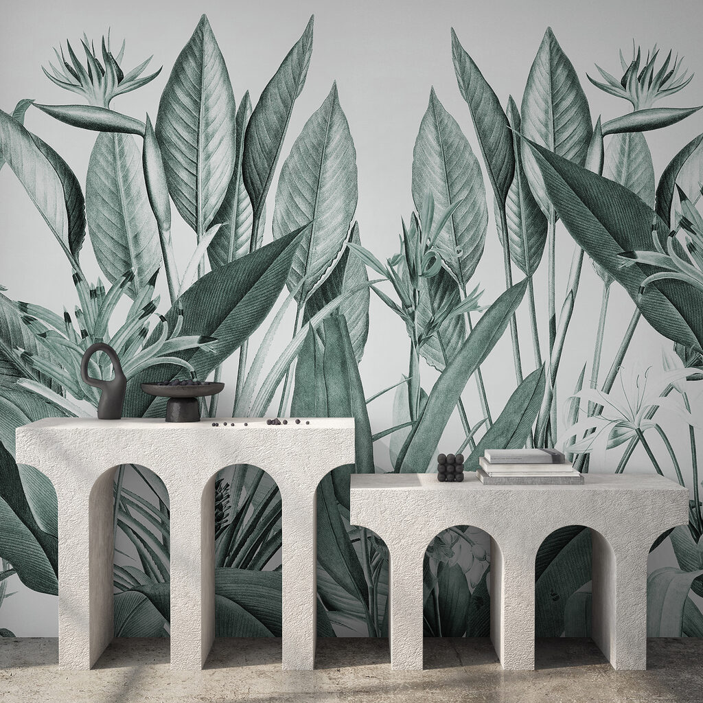 Flores tropicais entre folhas — interior 1
