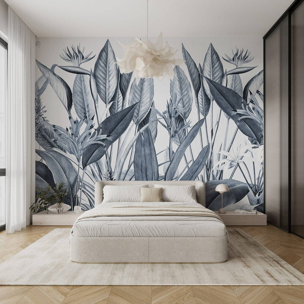 Flores tropicais entre folhas — interior 1