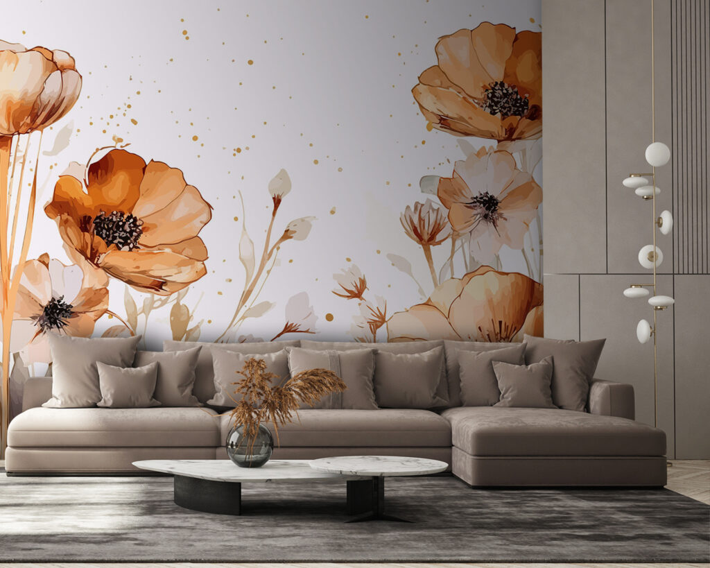Flores ocre em aguarela — interior 1