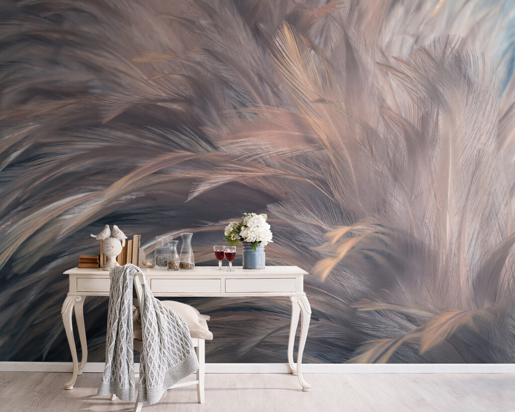 Penas cinzentas e rosadas — interior 5