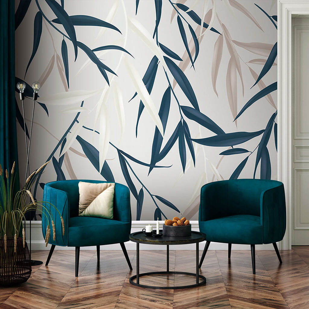 Ramos azuis em movimento — interior 5