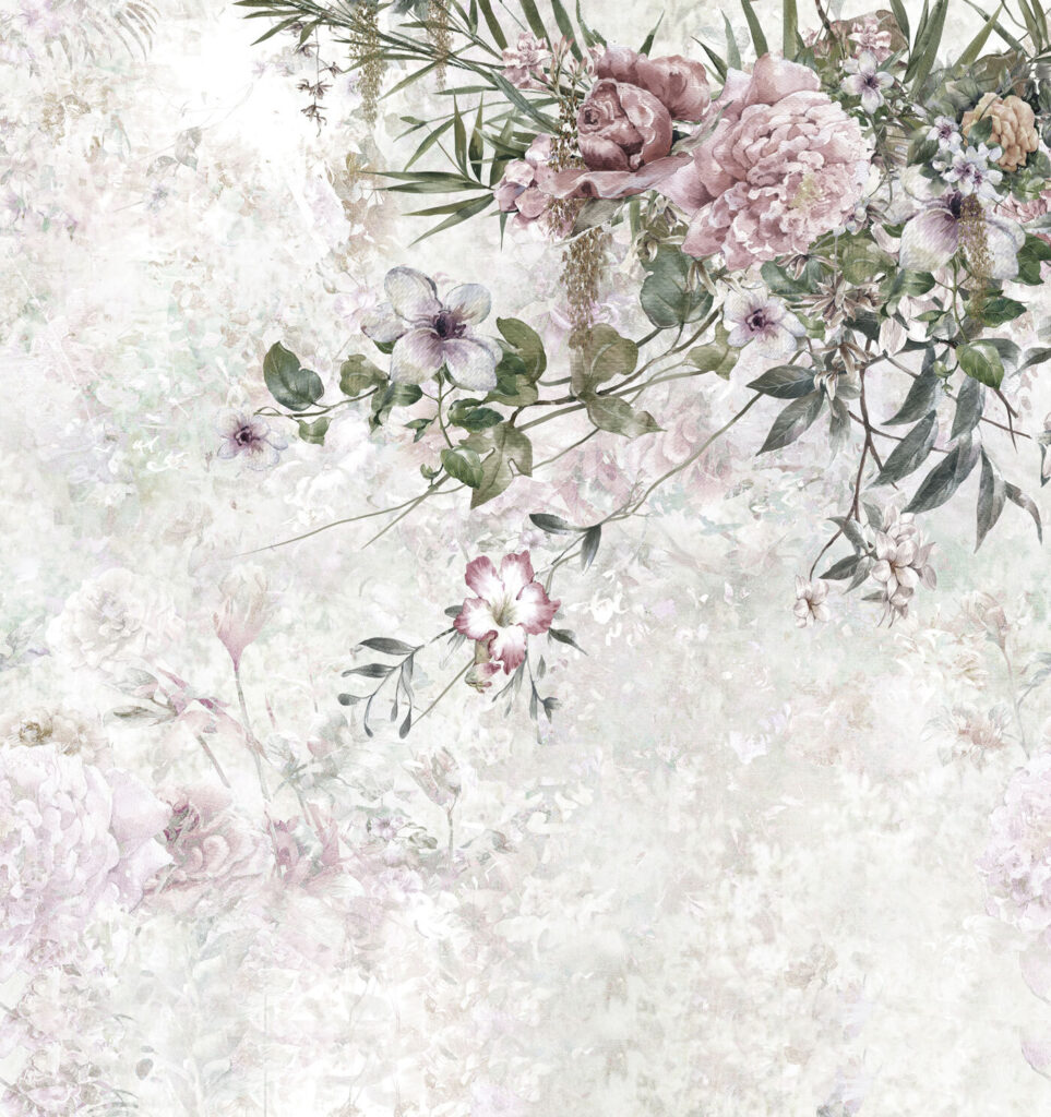 Flores sobre nuvens gastas — design completo