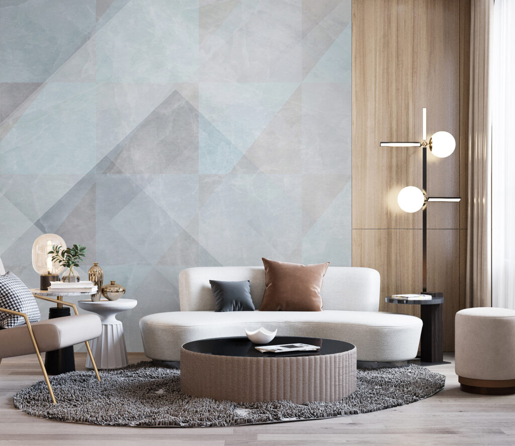 Geometria azul em tinta — interior 3