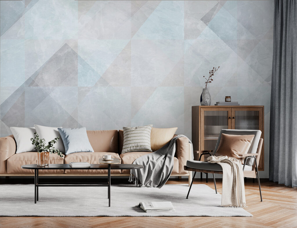 Geometria azul em tinta — interior 4