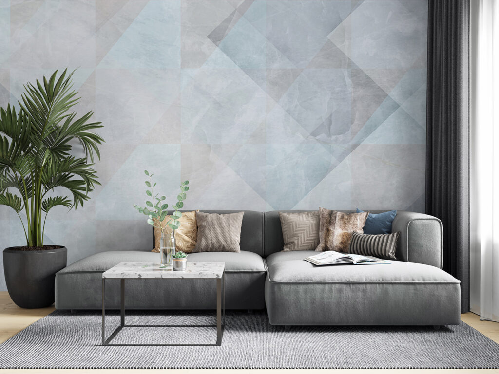 Geometria azul em tinta — interior 5