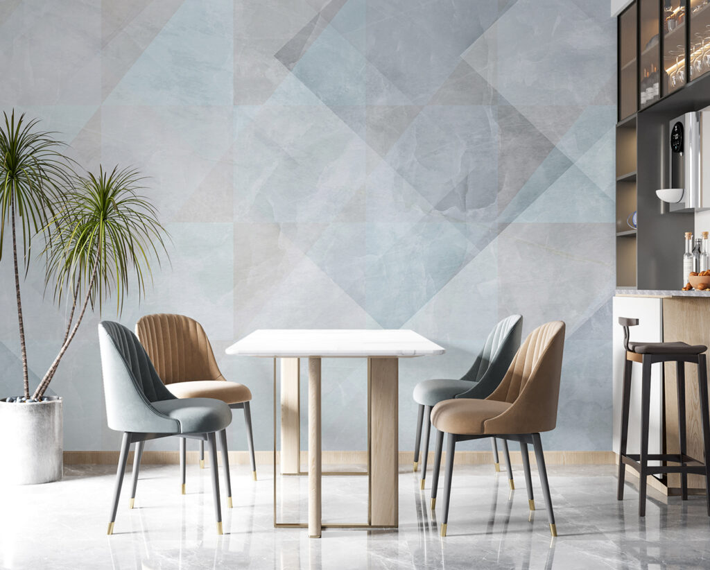 Geometria azul em tinta — interior 7