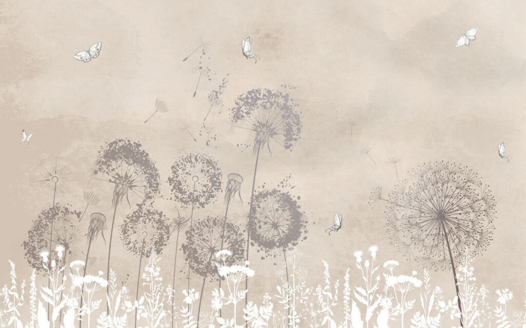 Penachos sobre flores brancas — design completo