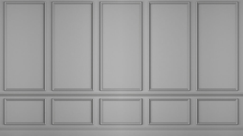 Painéis antracite com molduras — design completo