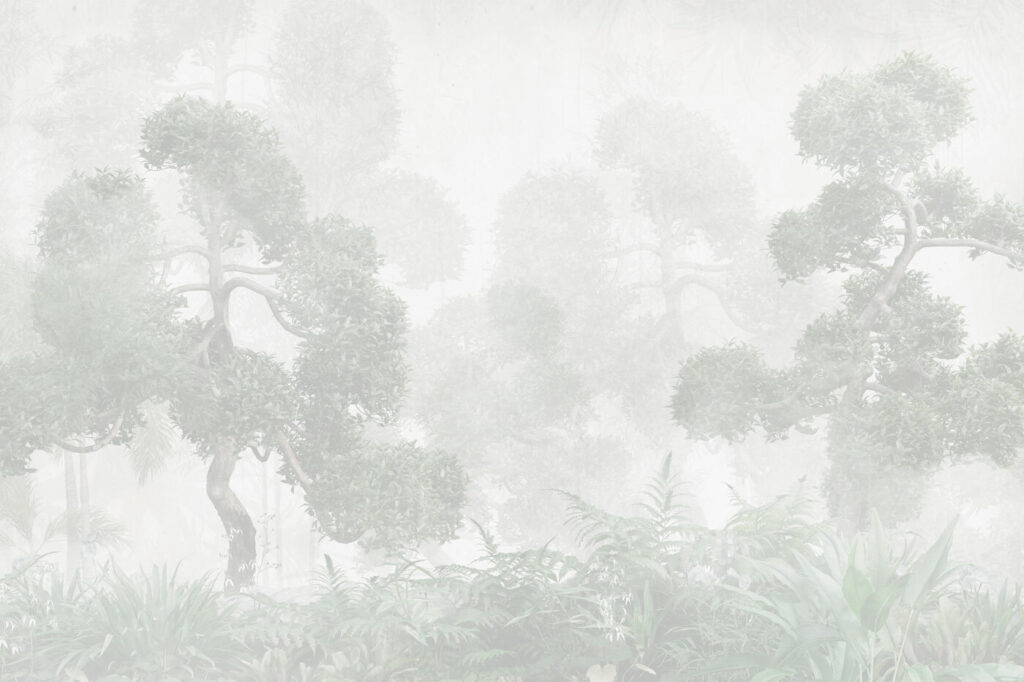 Copas pálidas na neblina — design completo