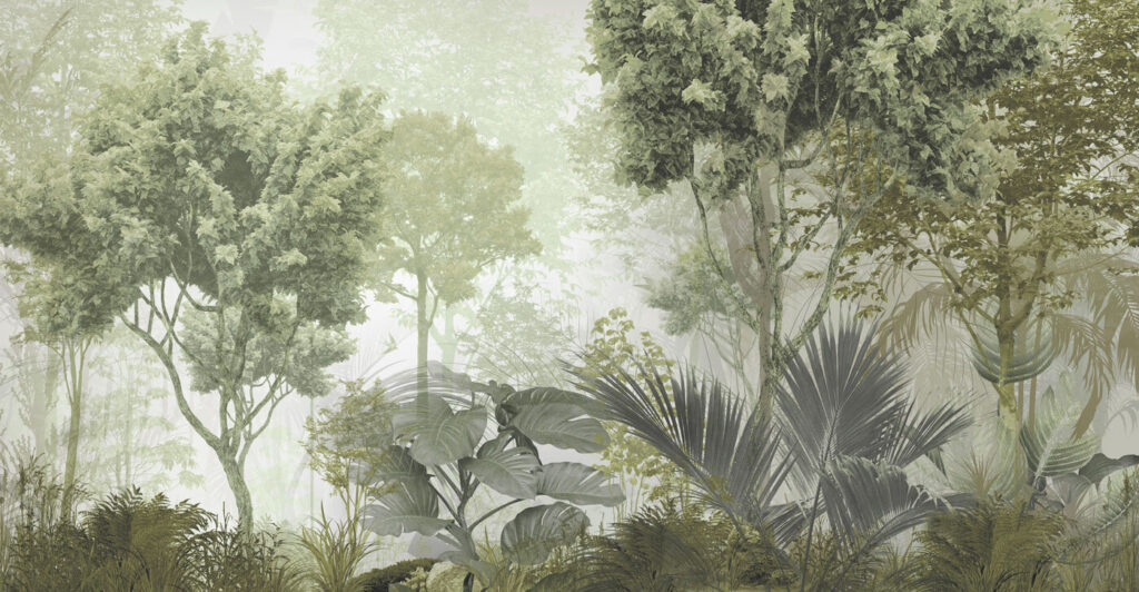 Floresta verde ao amanhecer — design completo