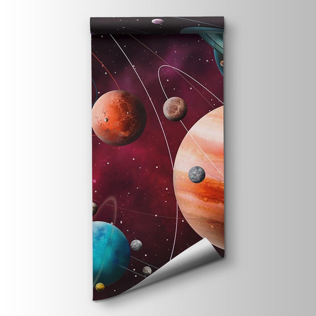 Planetas no espaço vermelho — vista do produto