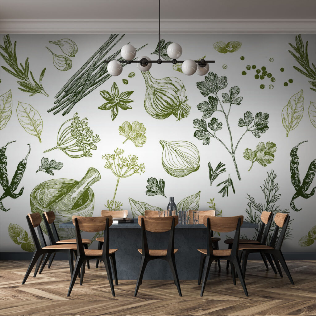 Ervas verdes desenhadas — interior 2