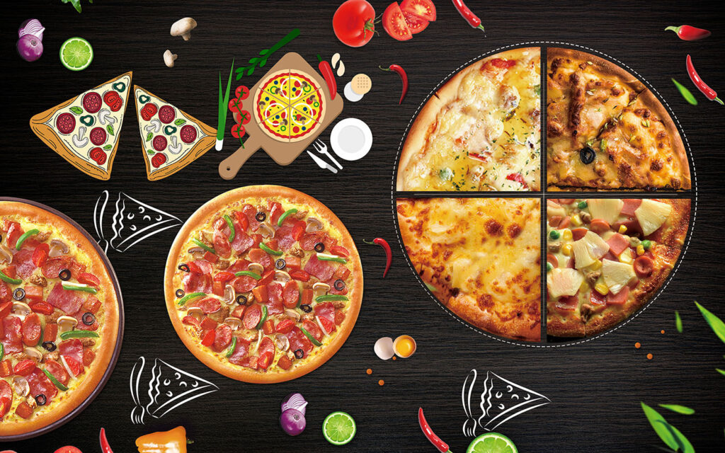 Pizzas sobre a mesa — design completo