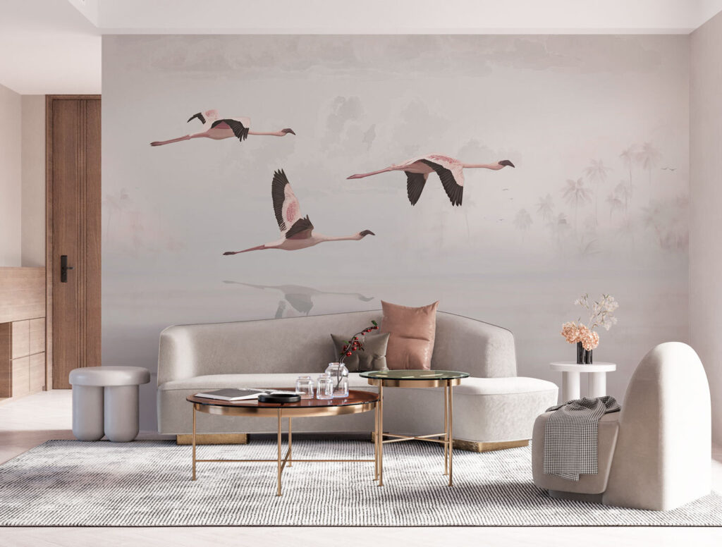 Flamingos sobre reflexo pálido — interior 2