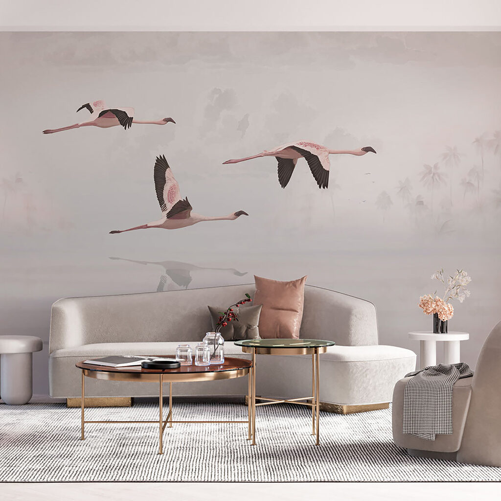Flamingos sobre reflexo pálido — interior 5