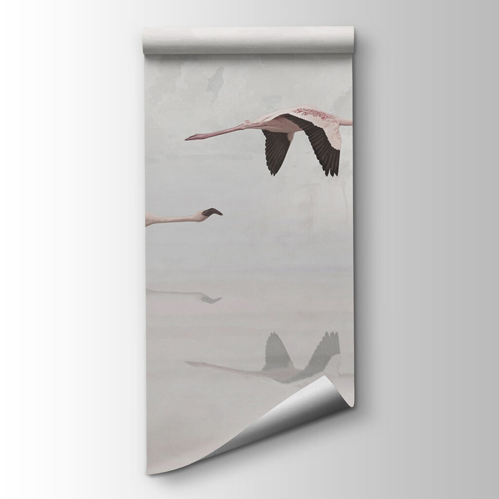 Flamingos sobre reflexo pálido — vista do produto