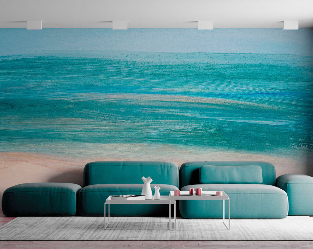 Mar turquesa sobre areia — interior 1