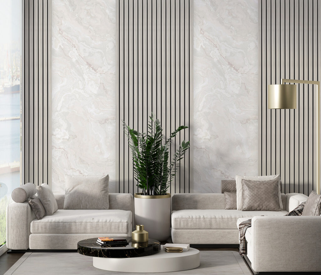 Painéis claros com riscas — interior 7