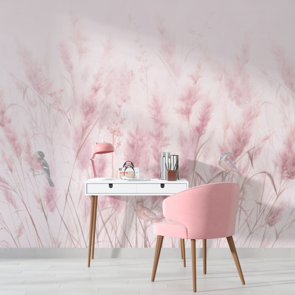 Penachos cor-de-rosa num interior