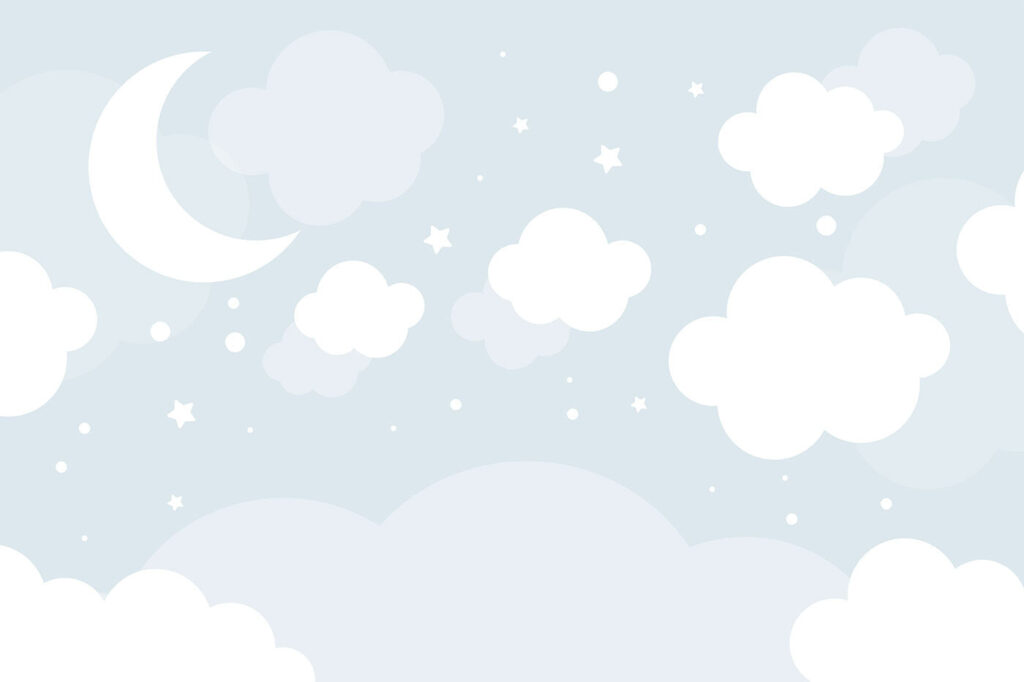 Lua entre nuvens azuis — design completo