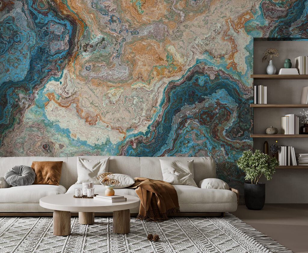 Veios turquesa e ocre — interior 1