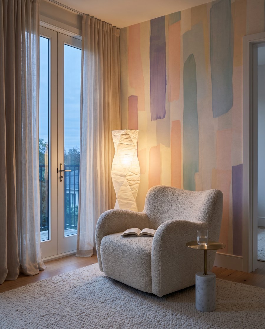 Riscas estreitas em pastel — interior 3
