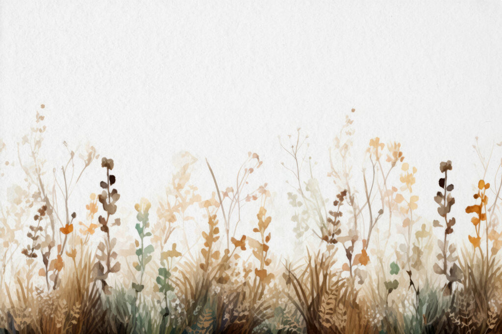 Flores secas na base — design completo