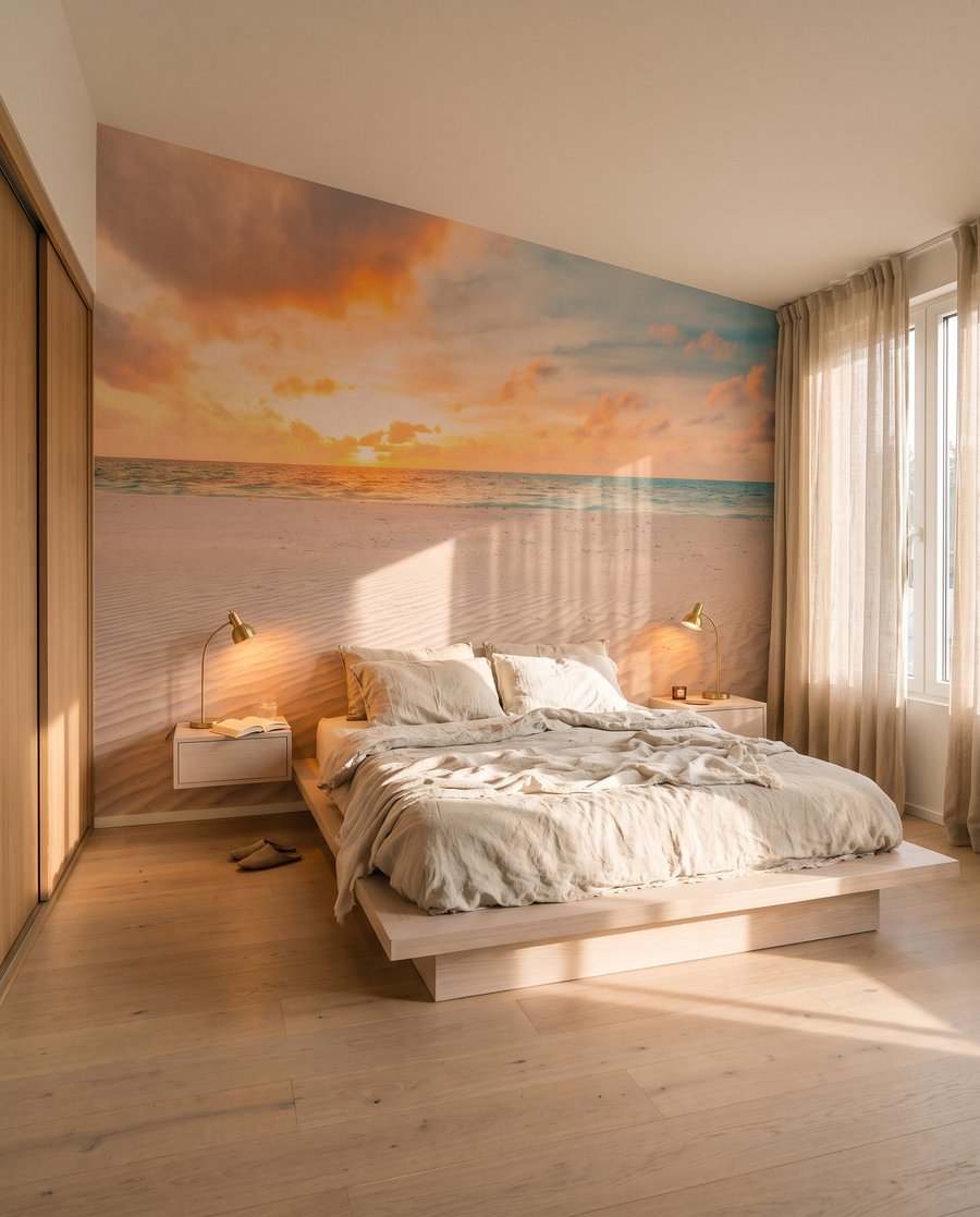 Areia ondulada ao entardecer num interior