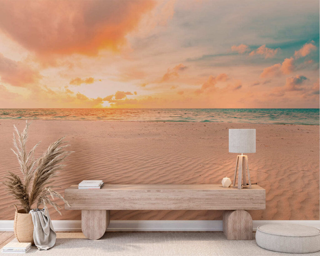 Areia ondulada ao entardecer num interior