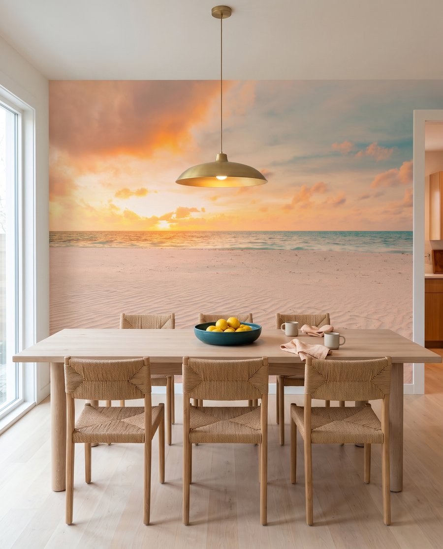 Areia ondulada ao entardecer num interior