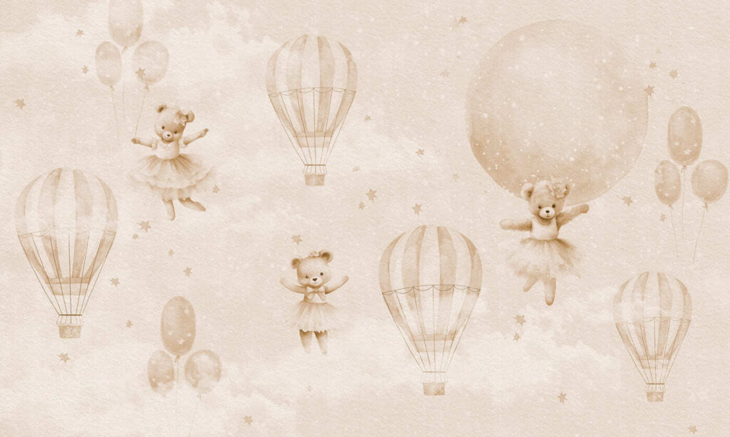 Animais com balões — design completo