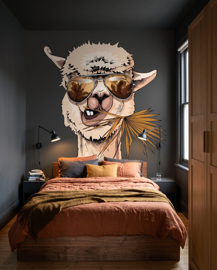Lama de óculos solares num interior