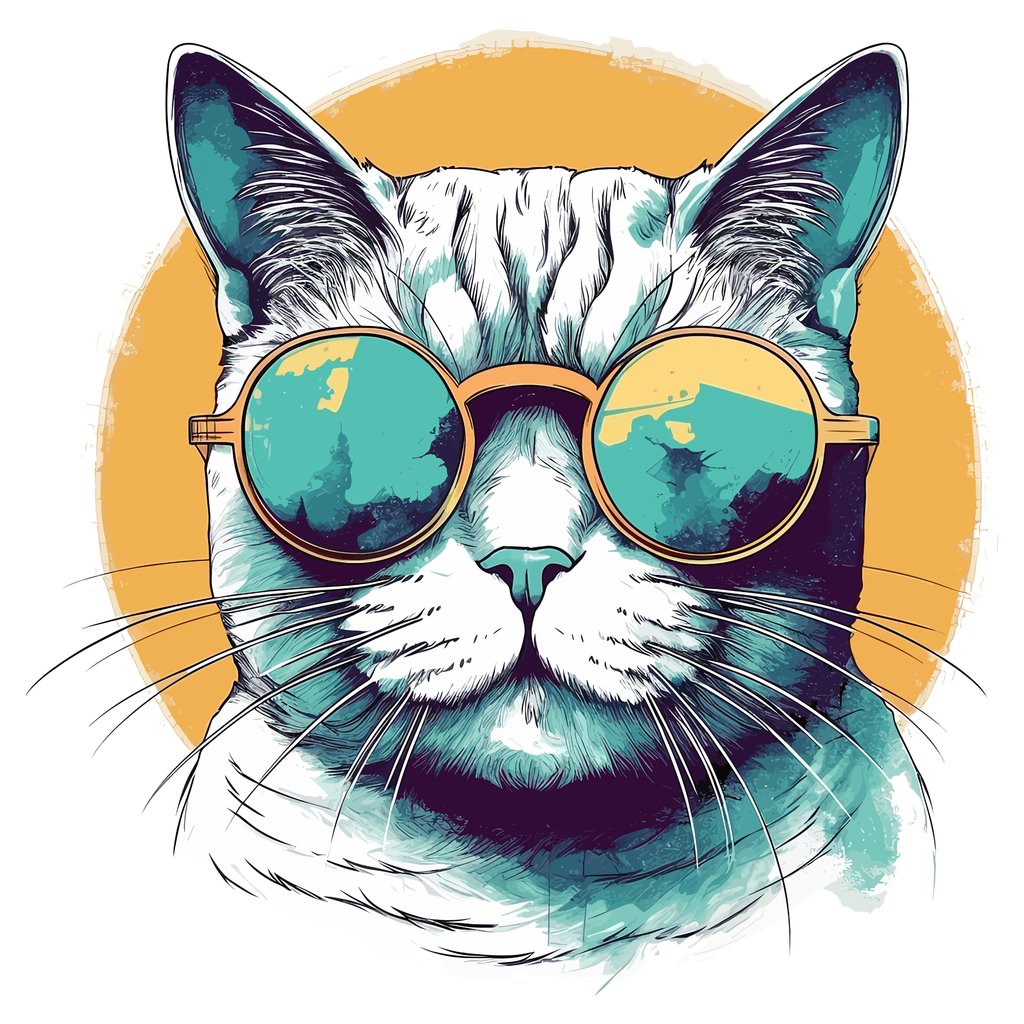 Gato de óculos solares — design completo