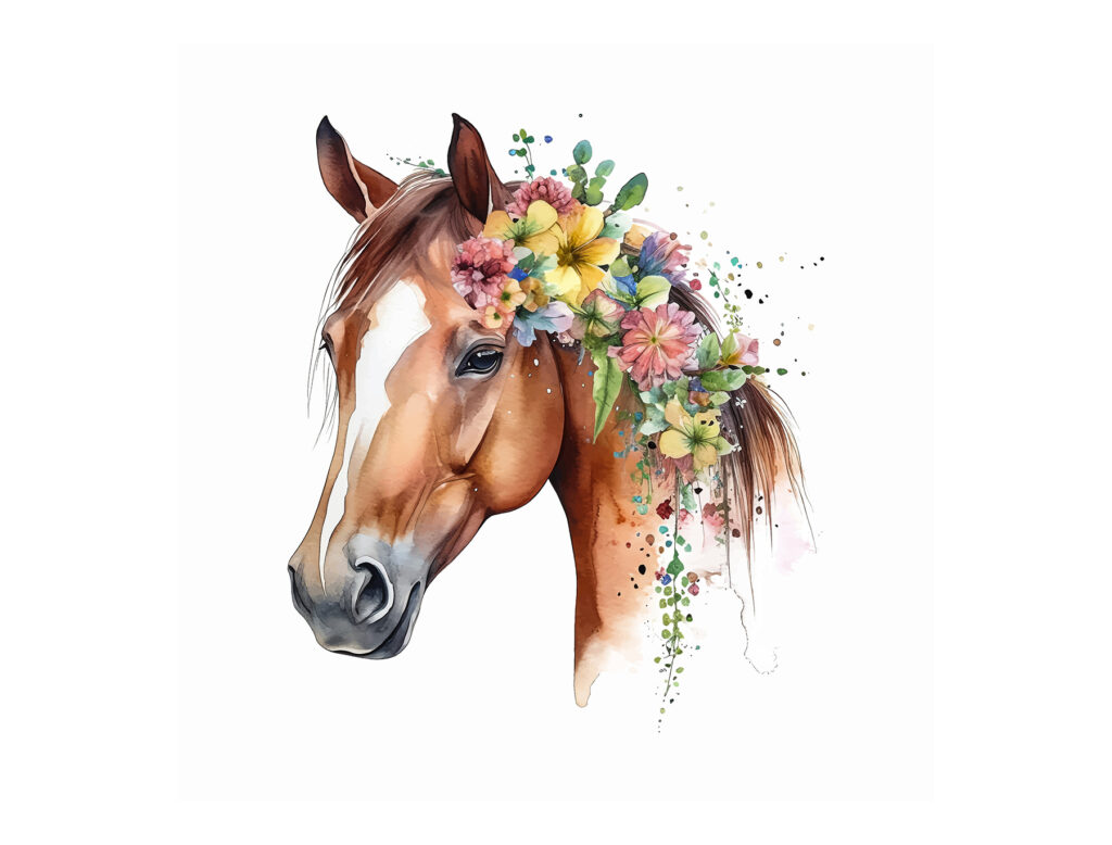 Cavalo de juba florida — design completo