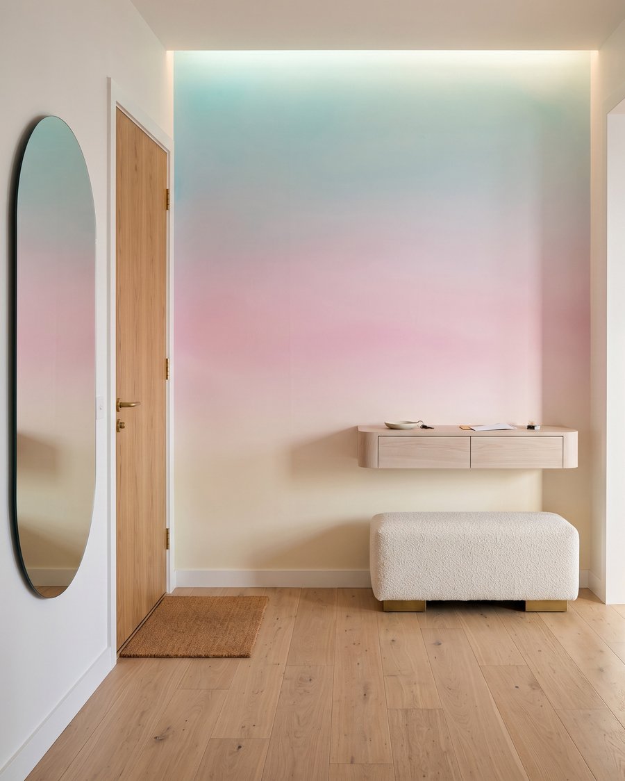 Horizonte suave em pastel num interior