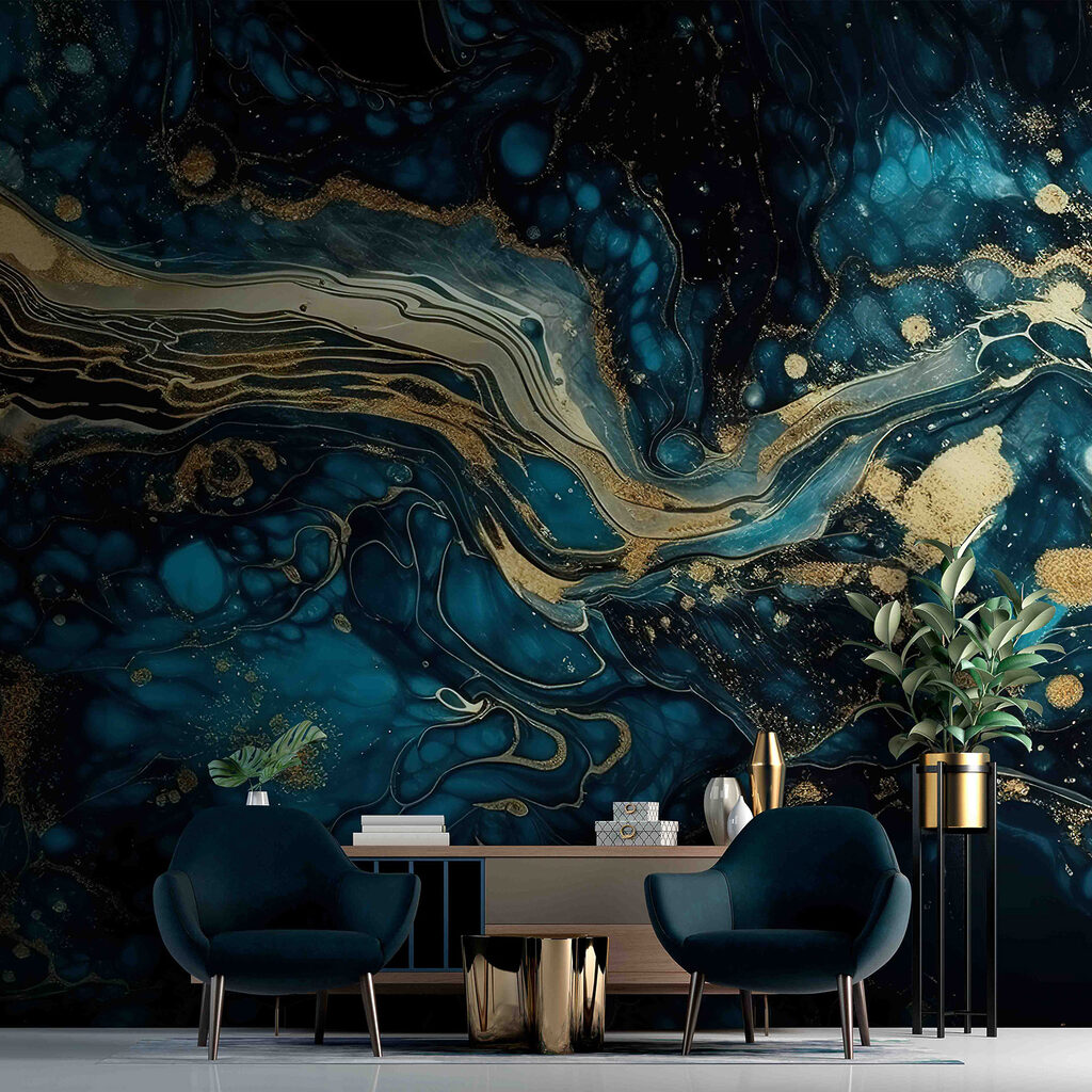 Corrente dourada em azul-escuro — interior 4