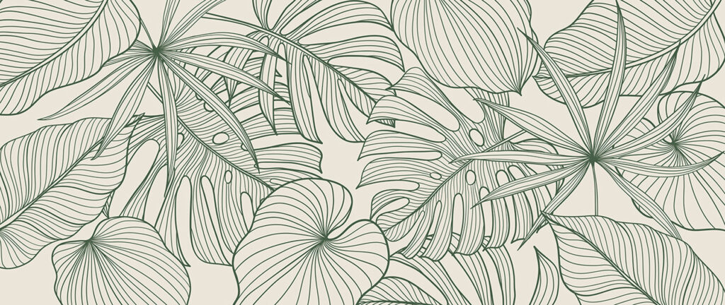 Folhas de contornos verdes — design completo