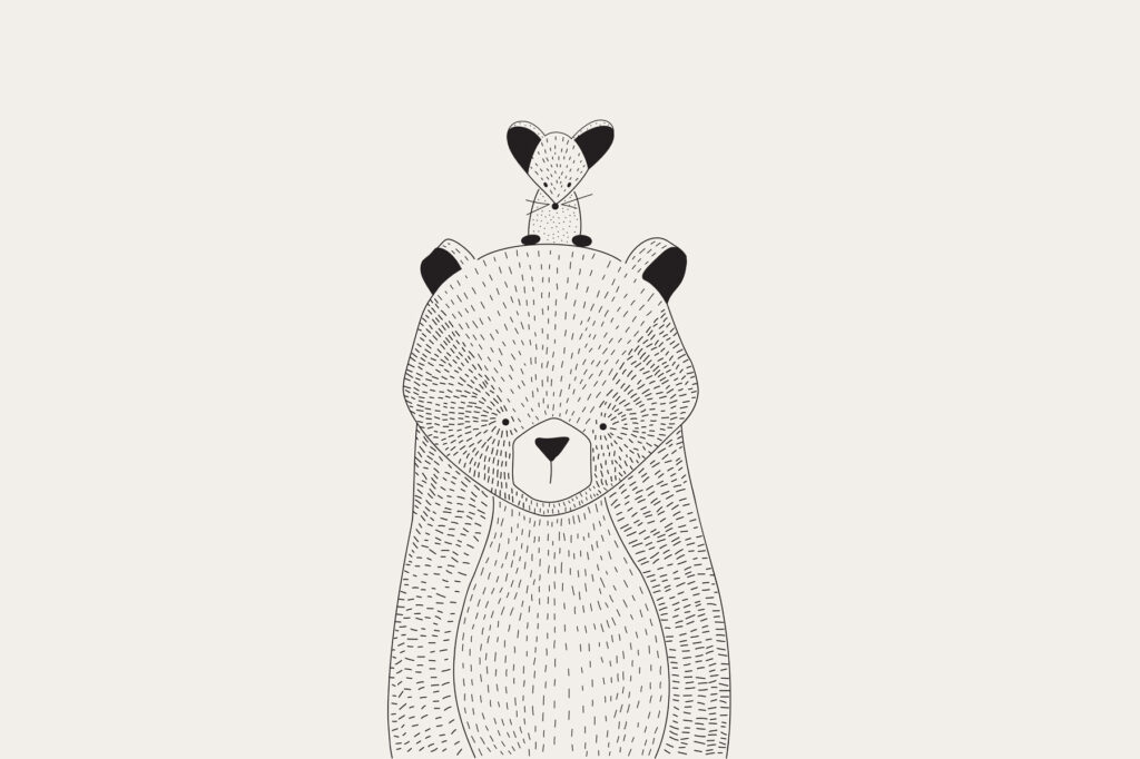 Urso com um ratinho — design completo