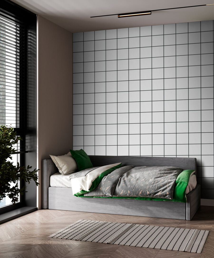 Grelha fina sobre branco — interior 1
