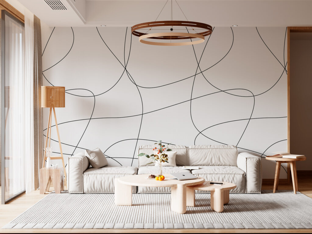 Linhas pretas soltas num interior